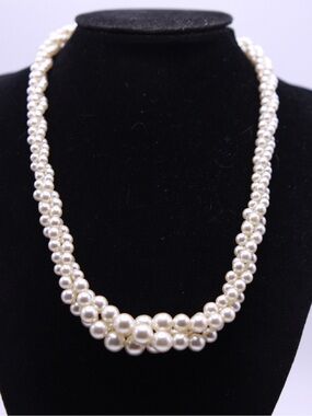 Vintage Napier Cream Faux Pearl Braided Necklace